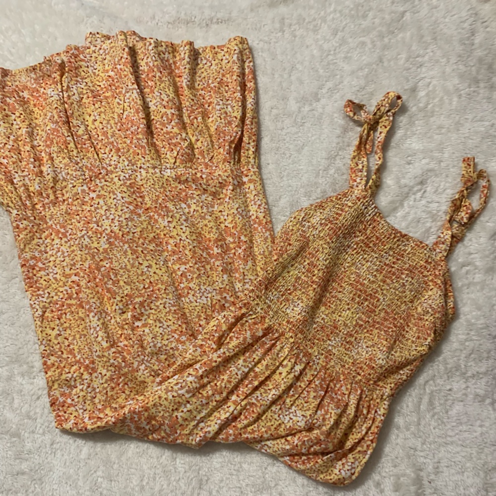 🌸(3/$20) fiery orange floral maxi dress